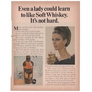 Calvert Extra Whiskey Magazine Advertisement Vintage Women Soft Whiskey Liquor